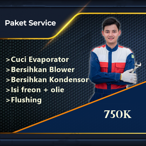 cuci evaporator , bersihkan blower, bersihkan kondensor, isi freon+ olie dan flushing